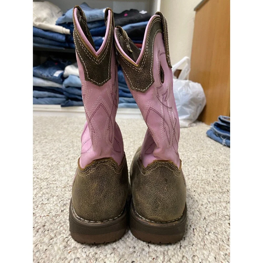 Rocky Big Girls Legacy 32 Waterproof Western Boot-Broad Square Toe Brown/Pink